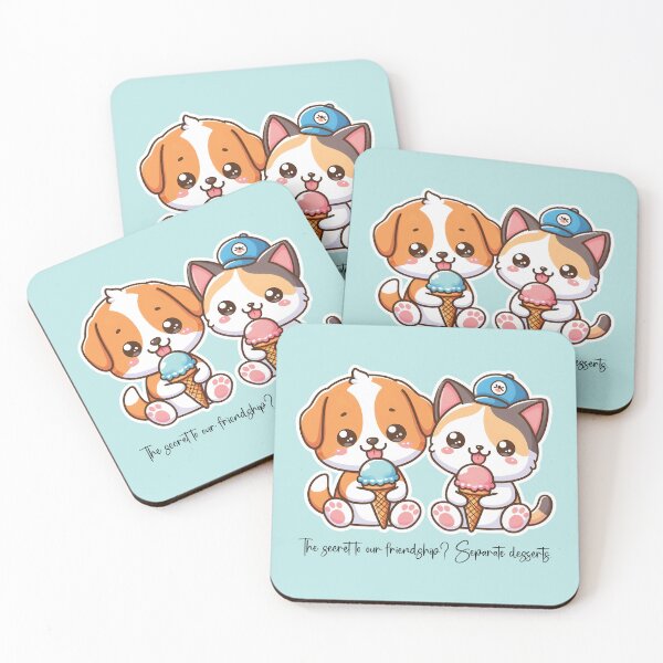 Item preview, Cute Puppy and Kitten Eating Ice Cream Together designed and sold by PetsClan.