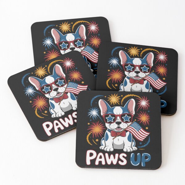 Aperçu de l'œuvre Paws Up Bouledogue Français 4 juillet Patriotique créée et vendue par Taans-Creation.