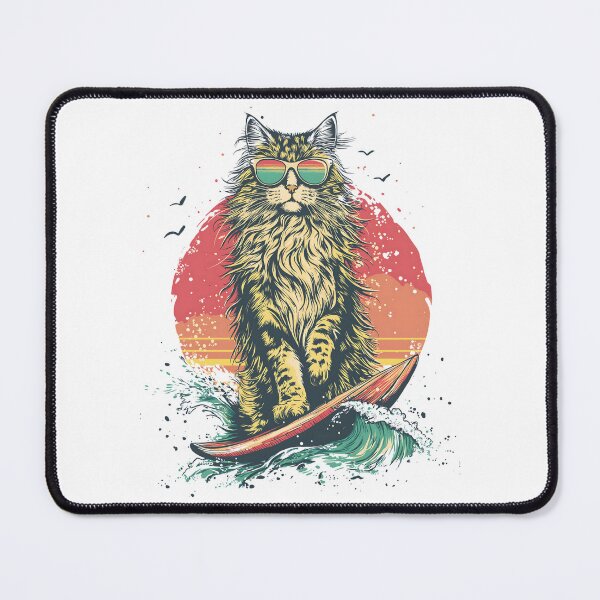 Item preview, Cool Surfing Cat Sunset | Retro Beach Vibes designed and sold by MiraCatMiraCle.