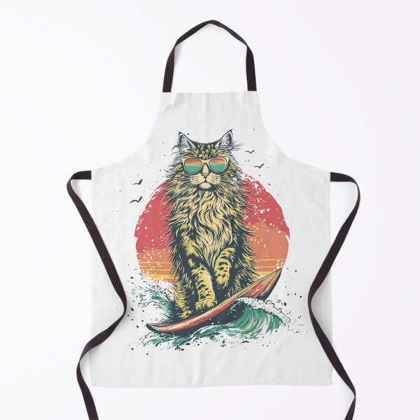 Item preview, Cool Surfing Cat Sunset | Retro Beach Vibes designed and sold by MiraCatMiraCle.