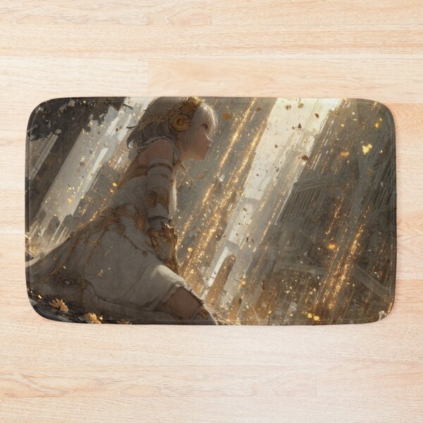 Item preview, Golden Fantasy Girl in Ruined Cathedral – Enchanted Anime Art designed and sold by Tommy Studio.