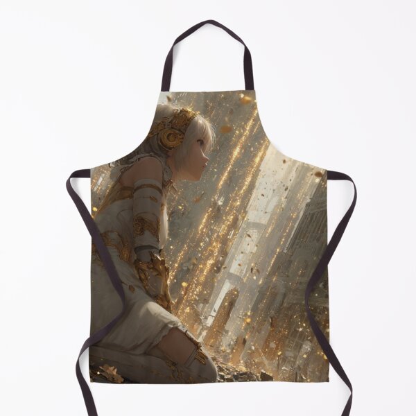 Item preview, Golden Fantasy Girl in Ruined Cathedral – Enchanted Anime Art designed and sold by Tommy Studio.