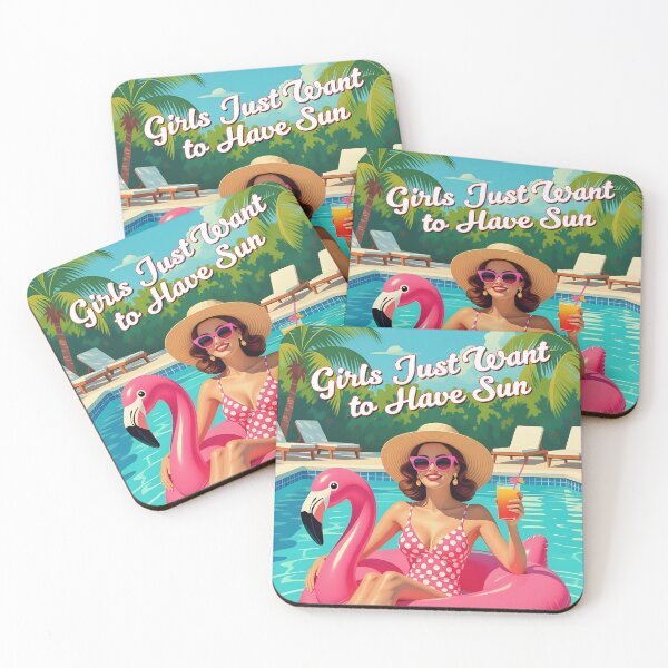 Item preview, Girls Just Want to Have Sun – Retro Summer Pool Art Print designed and sold by MooLaLa.Store.