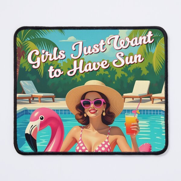 Item preview, Girls Just Want to Have Sun – Retro Summer Pool Art Print designed and sold by MooLaLa.Store.