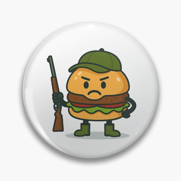 Item preview, Hunter Hank – Cartoon Burger Hunter with Rifle and Boots designed and sold by Potato Marketplace.