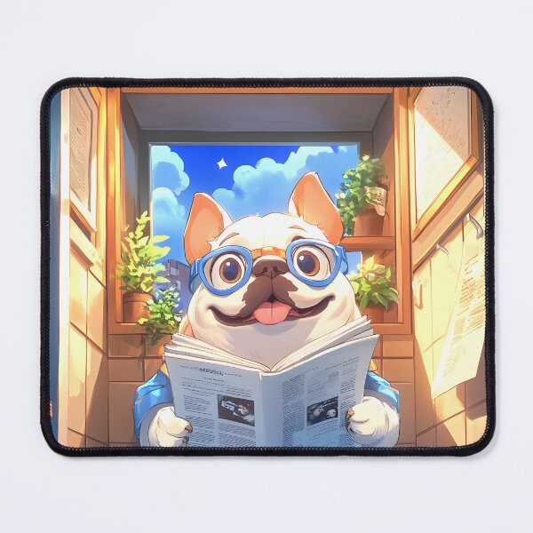 Item preview, Happy Bulldog Reads Warm Morning News Cozy Bathroom designed and sold by Williamhallano.
