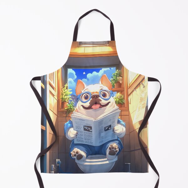 Item preview, Happy Bulldog Reads Warm Morning News Cozy Bathroom designed and sold by Williamhallano.