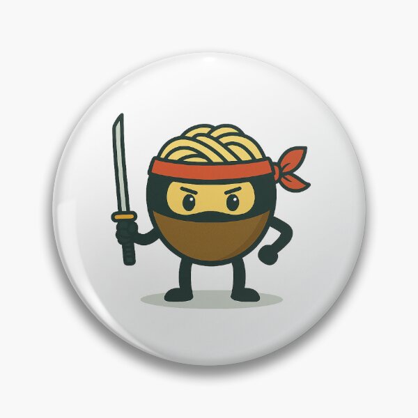 Item preview, Ninja Noah – Cartoon Noodle Bowl Ninja with Sword and Headband designed and sold by Potato Marketplace.