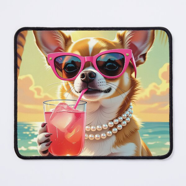 Item preview, Tropical Chihuahua Print – Retro Beach Bar Cocktail Dog Art designed and sold by MooLaLa.Store.