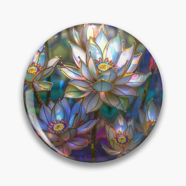 Item preview, Beautiful Lotus Flowers Floating on Lake Stained Glass, designed and sold by MargaretWiktor.