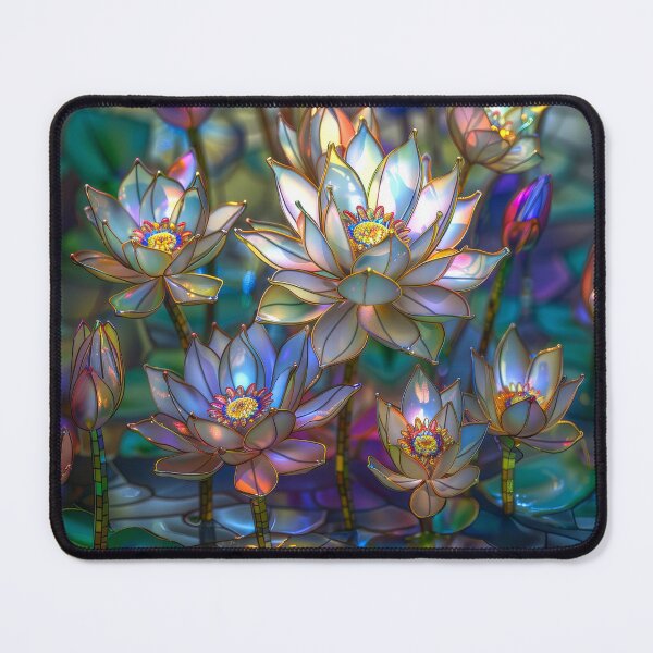 Item preview, Beautiful Lotus Flowers Floating on Lake Stained Glass, designed and sold by MargaretWiktor.