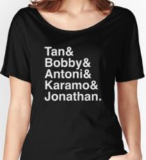 Queer Eye Tan Bobby Antoni Karamo & Jonathan (White on Black) Women's Relaxed Fit T-Shirt