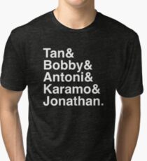Queer Eye Tan Bobby Antoni Karamo & Jonathan (White on Black) Tri-blend T-Shirt