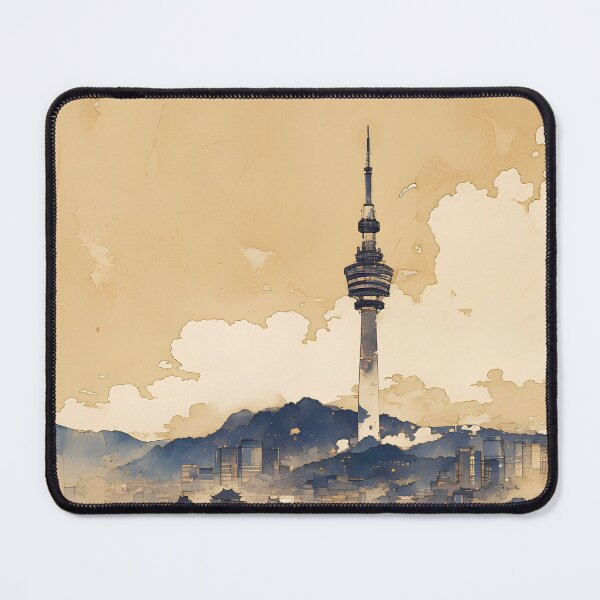 Item preview, Seoul Namsan Tower in Joseon Ink Style – Hanji Landscape Design designed and sold by Windy-market.
