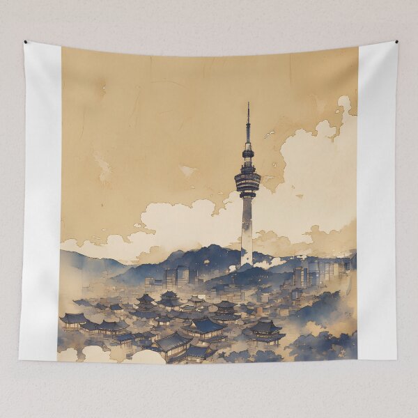 Artikelvorschau, Seoul Namsan Tower im Joseon-Tuschestil – Hanji-Landschaftsdesign entworfen und verkauft von Windy-market.