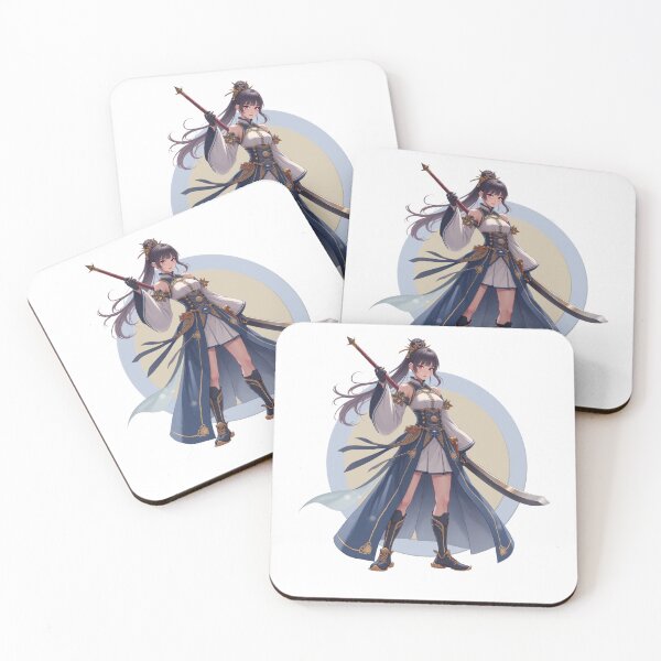 Item preview, Anime Girl with Katana - Warrior Princess Blue Gold Fantasy  designed and sold by wellie-chic.