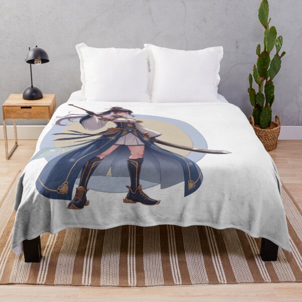 Item preview, Anime Girl with Katana - Warrior Princess Blue Gold Fantasy designed and sold by wellie-chic.