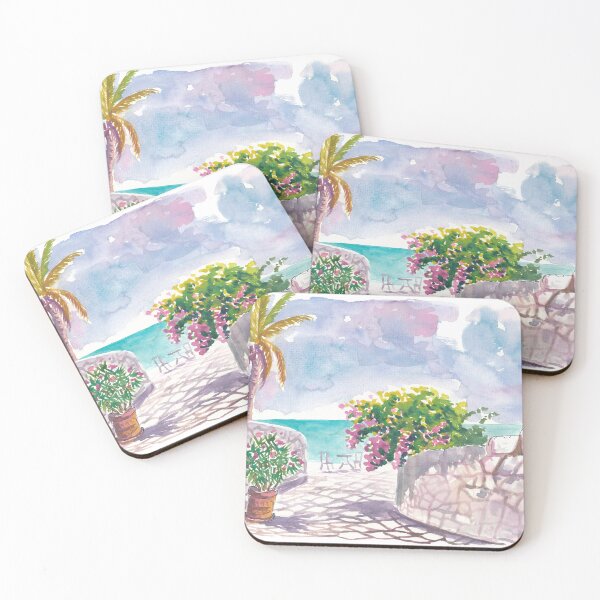 Item preview, Greek Island Vibes Oleanders and Bougainvillea Above the Ionian Blue designed and sold by artshop77.