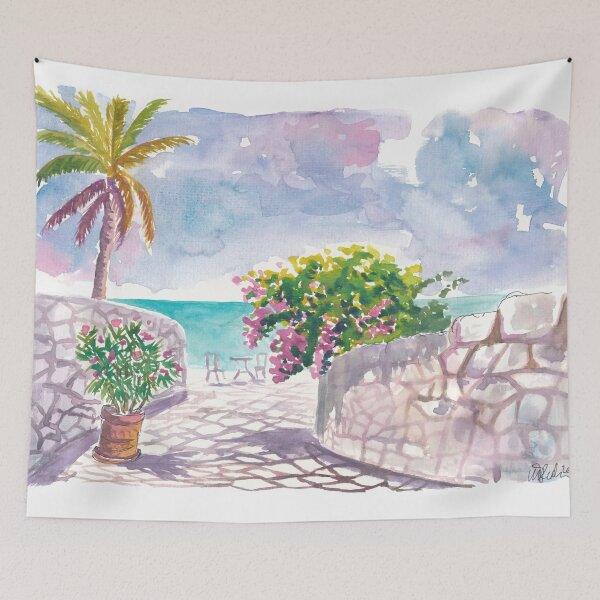 Item preview, Greek Island Vibes Oleanders and Bougainvillea Above the Ionian Blue designed and sold by artshop77.