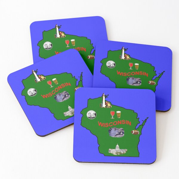 Item preview, Wisconsin State Outline with Fun Attractions Icons designed and sold by SandyMDesigns.