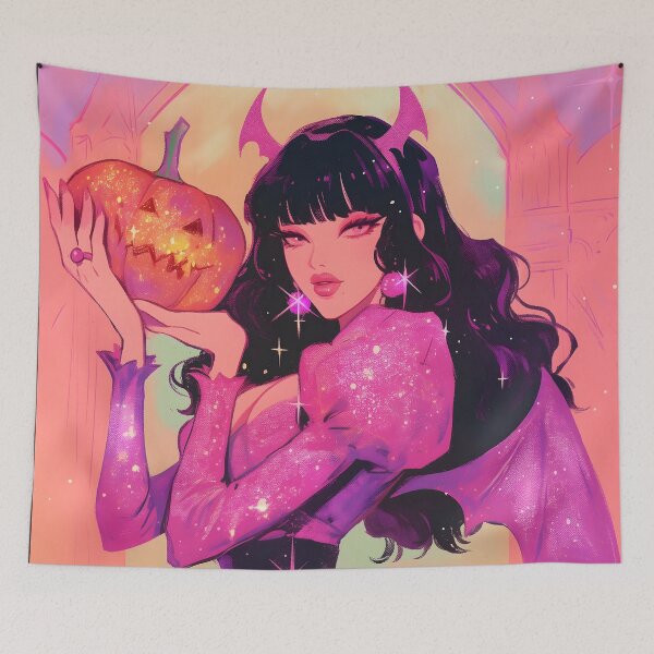 Item preview, Sparkling Demon Girl Art Print - Halloween Decor designed and sold by Starcrimedesign.