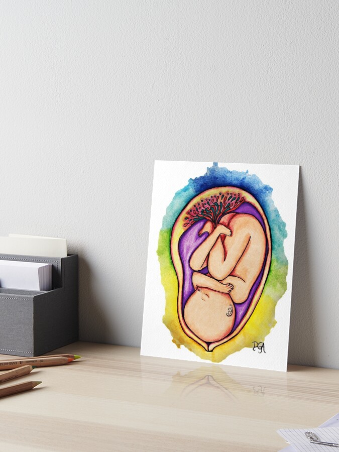 Baby in Womb Watercolor Print