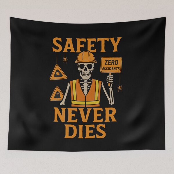 Item preview, Safety Never Dies – Halloween Safety Officer Skeleton Design designed and sold by PeteLawliiet.