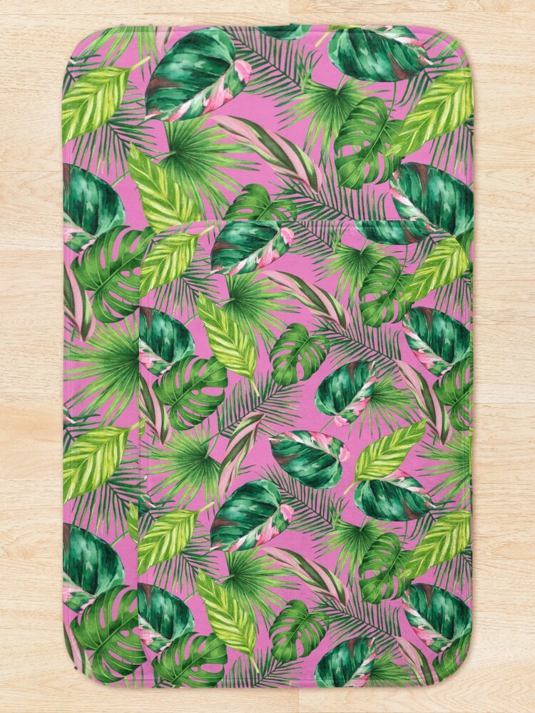 Thumbnail 5 of 6, Bath Mat, Tropical Abstract Pattern designed and sold by TurquoiseBird.