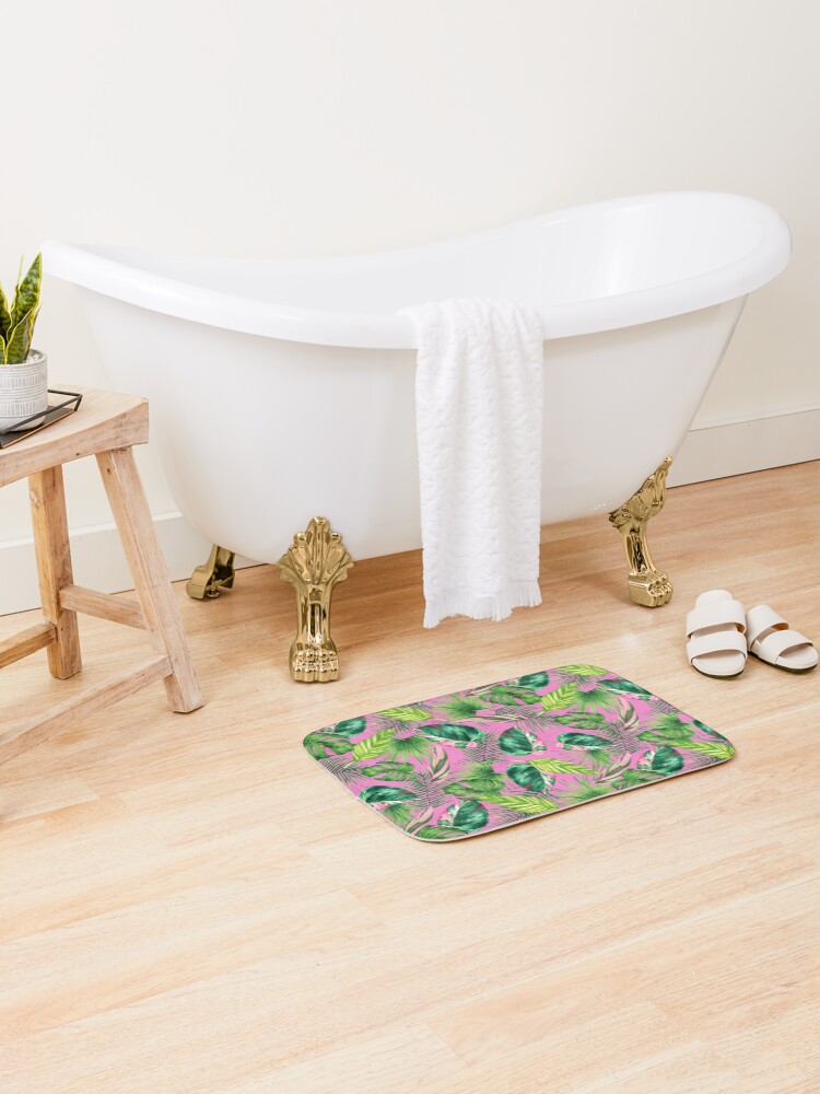 Thumbnail 2 of 6, Bath Mat, Tropical Abstract Pattern designed and sold by TurquoiseBird.