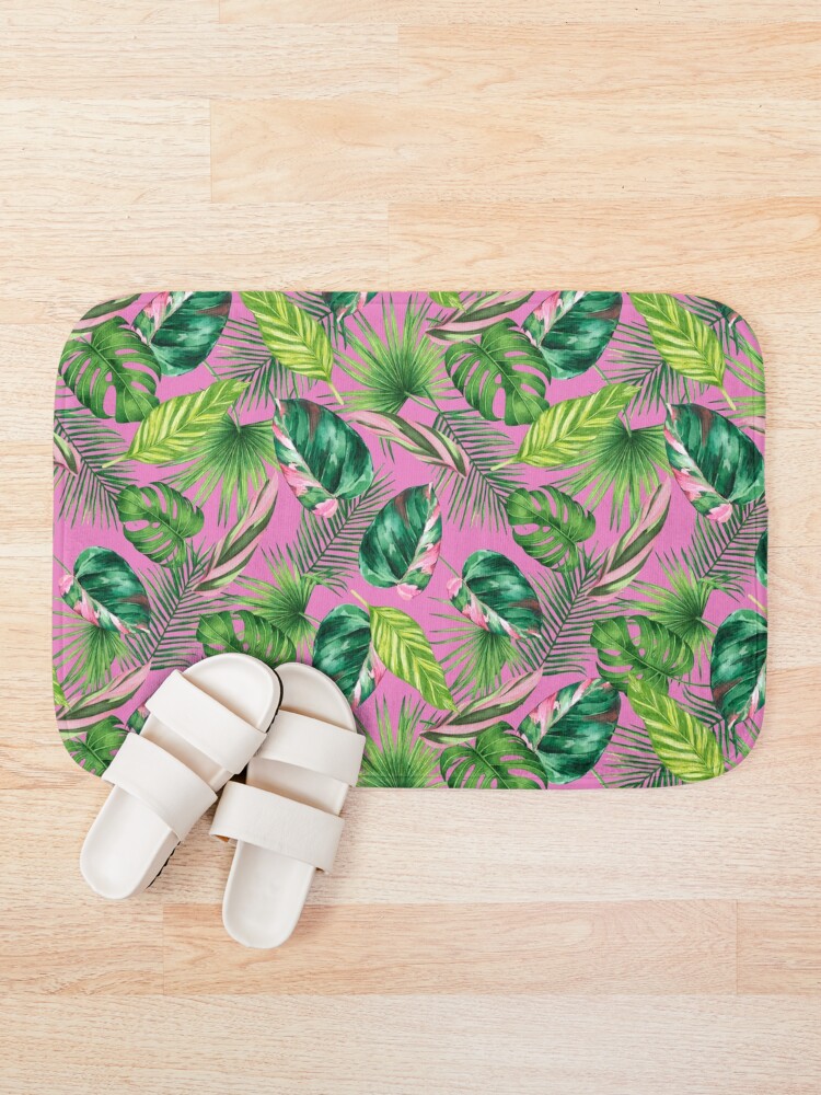 Thumbnail 1 of 6, Bath Mat, Tropical Abstract Pattern designed and sold by TurquoiseBird.