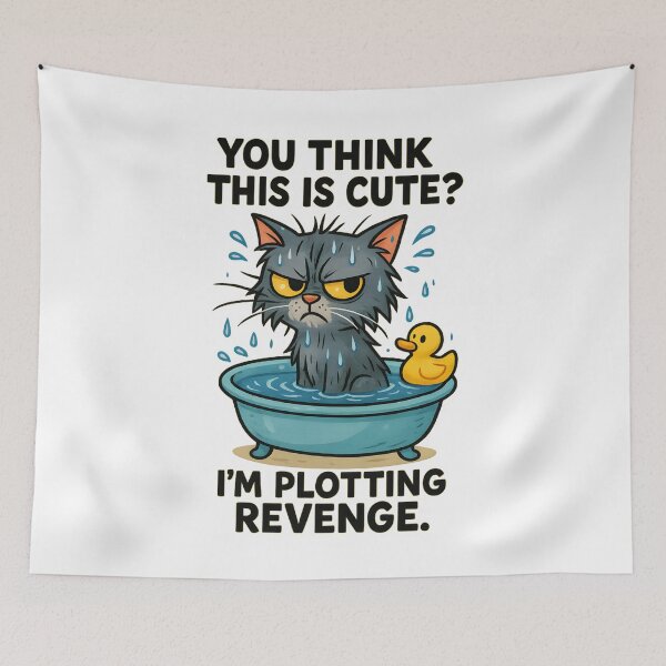 Item preview, Rubber Duck Cat Revenge – Angry Bathtime Kitty	 designed and sold by Uglyandcute.