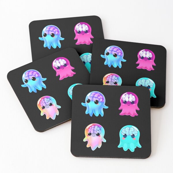 Item preview, Cute Colorful Glowing Alien With Big Brain Sticker Pack designed and sold by toothsomecat.