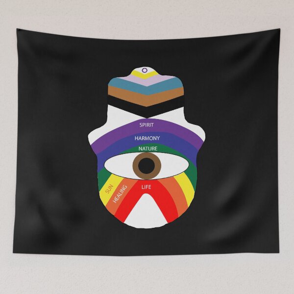 Item preview, LBGYQ+ Hamsa Rainbow Hand designed and sold by Madeline Binder Art & Design.