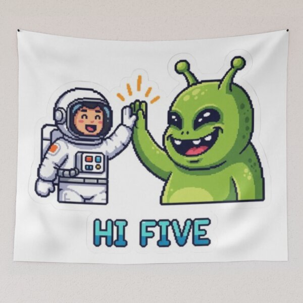 Item preview, HI Five astronaut and alien  designed and sold by veejiras.