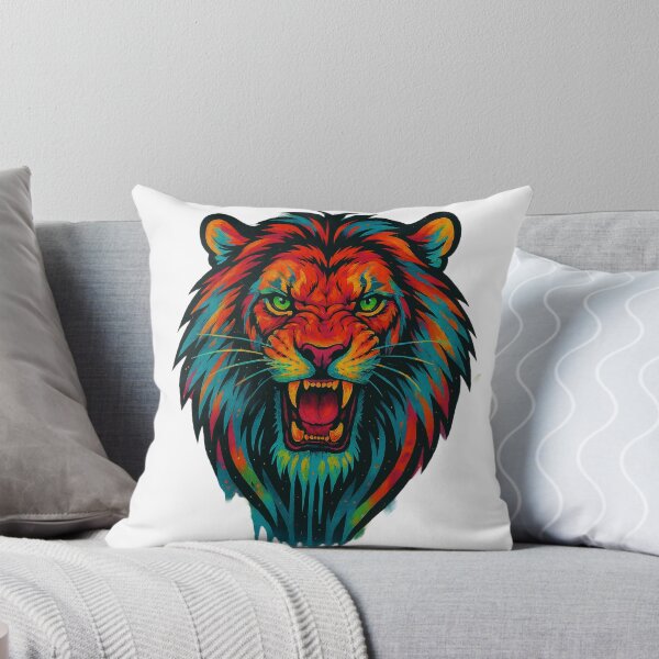 Aperçu de l'œuvre Lion aux gouttes de peinture colorées créée et vendue par KCS-Designs.