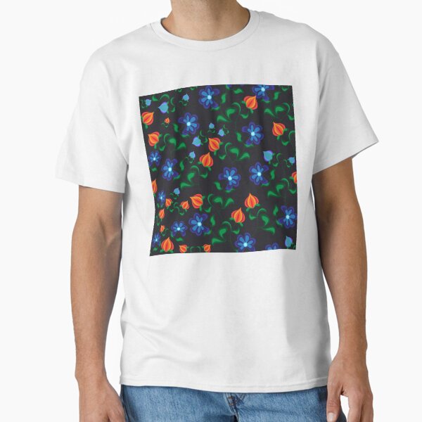 Item preview, Art populaire floral fleurs orientales fumée blanche bleu électrique coucher de soleil orange designed and sold by zephstudoartist.