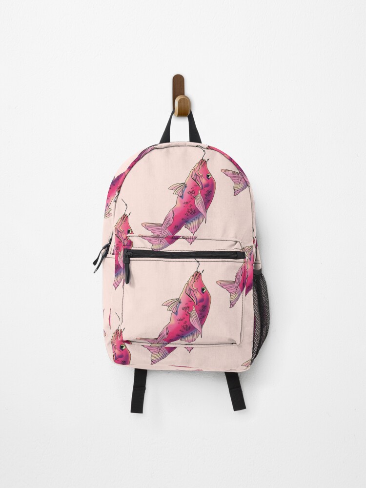 Thumbnail 1 of 3, Backpack, Pink fish, fish designed and sold by CecyLL.