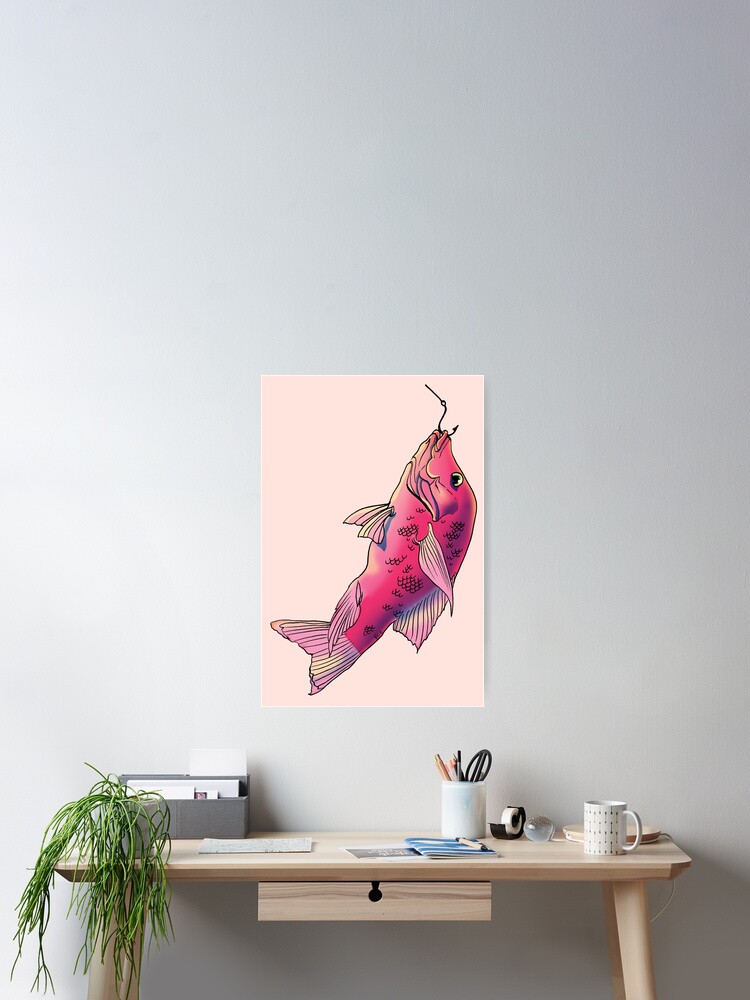Thumbnail 2 of 3, Poster, Pink fish, fish designed and sold by CecyLL.