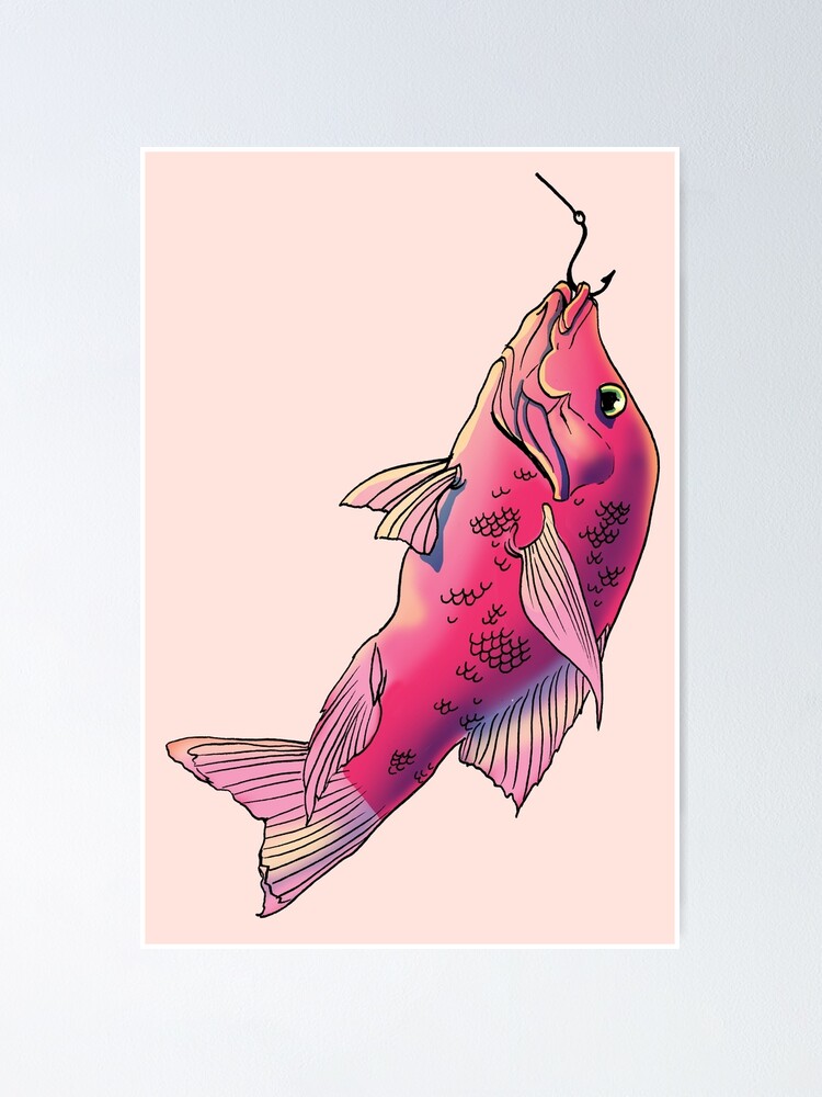Thumbnail 1 of 3, Poster, Pink fish, fish designed and sold by CecyLL.