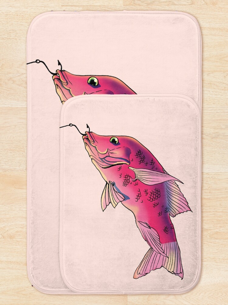 Thumbnail 5 of 6, Bath Mat, Pink fish, fish designed and sold by CecyLL.