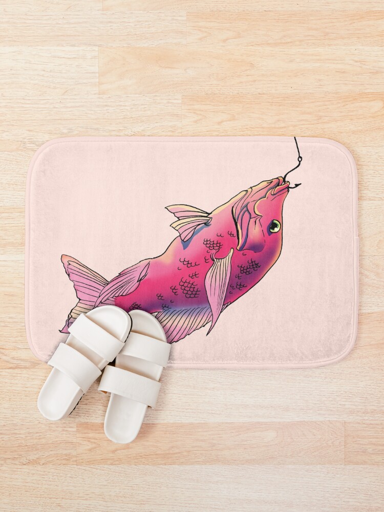 Thumbnail 1 of 6, Bath Mat, Pink fish, fish designed and sold by CecyLL.