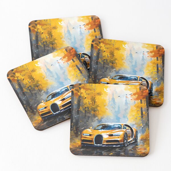Item preview, Golden Supercar Driving Through Autumn Forest Scene designed and sold by RevUpDesign.