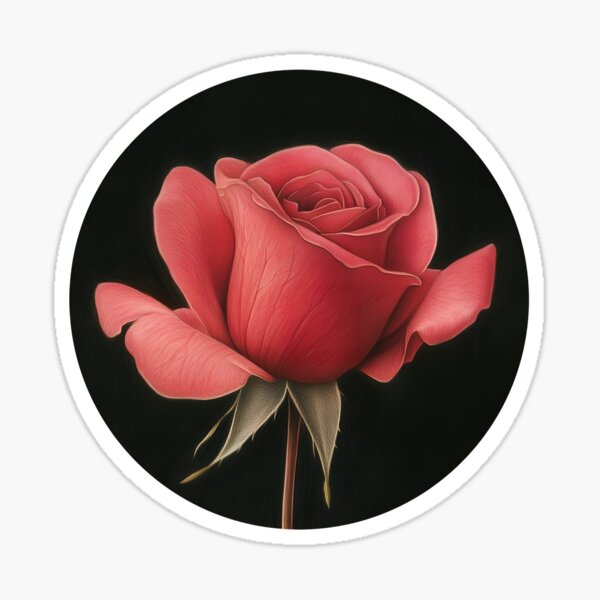 Item preview, Delicate Rose Circle Sticker designed and sold by burymewithabook.