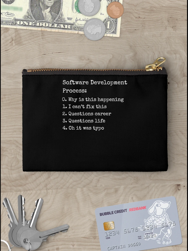 Thumbnail 3 of 4, Zipper Pouch, Software development process Programmer funny coding coder designed and sold by snowry.