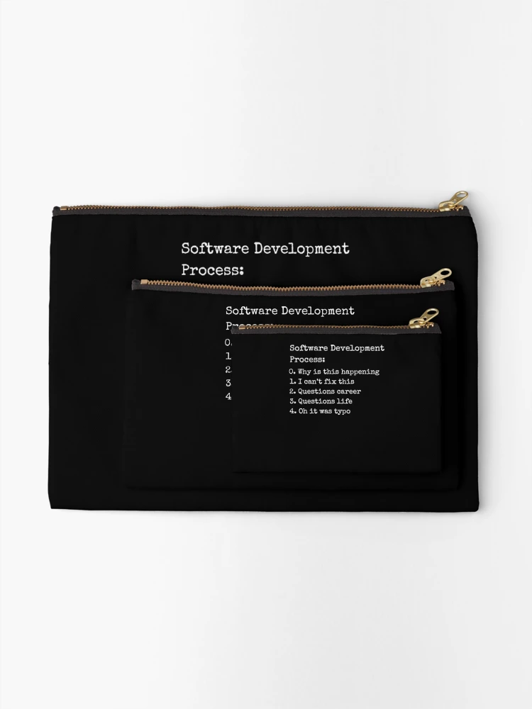 Thumbnail 2 of 4, Zipper Pouch, Software development process Programmer funny coding coder designed and sold by snowry.