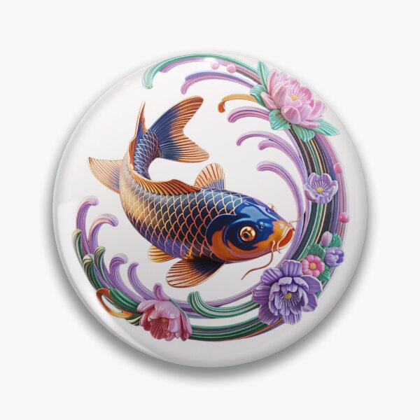 Artikelvorschau, 3D-Koi-Fische und florale Kreiskunst – Japanisch inspirierter Druck für Bekleidung, Wohndekor und Accessoires entworfen und verkauft von ๋JAIYACHO.