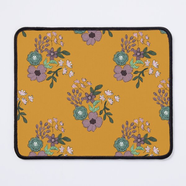 Artikelvorschau, Senfgoldenes Blumenmuster – Warmes botanisches Vintage-Design entworfen und verkauft von TheEchoWood.