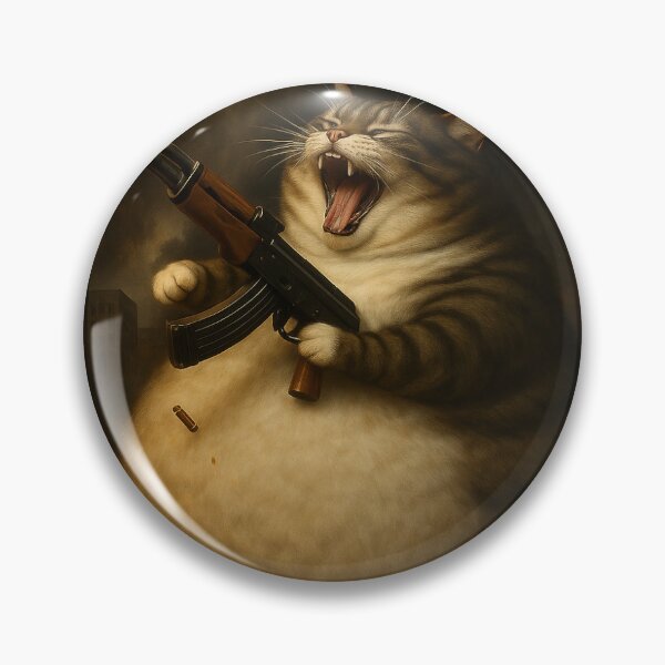 Item preview, Fat Cat Shooting the sky with an AK47 designed and sold by CoolestShirtss.