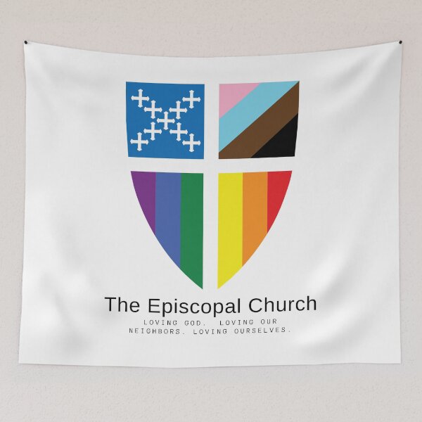 Item preview, Loving - Pride Shield - The Episcopal Church  designed and sold by Canterbury Episcopal Campus Ministry at Texas Tech University .