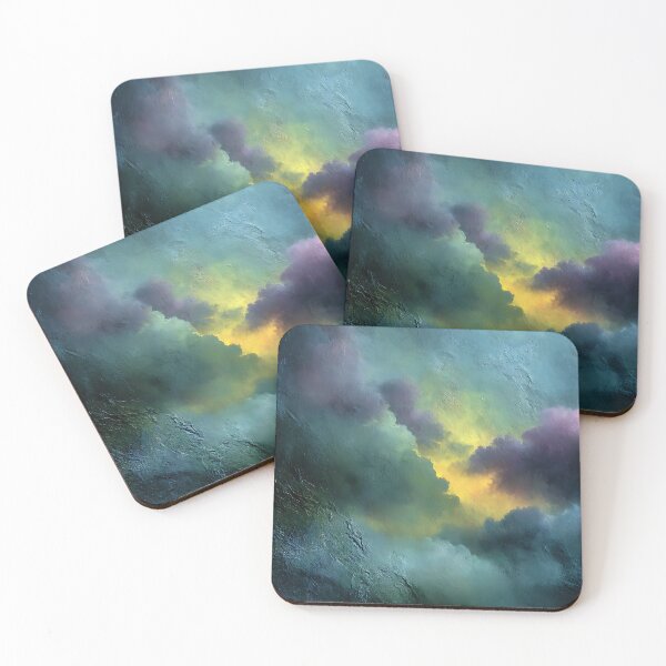 Item preview, Moody Atmospheric Clouds – Abstract Sky with Olive Green, Midnight Blue, and Deep Plum designed and sold by Flowing Colurs.